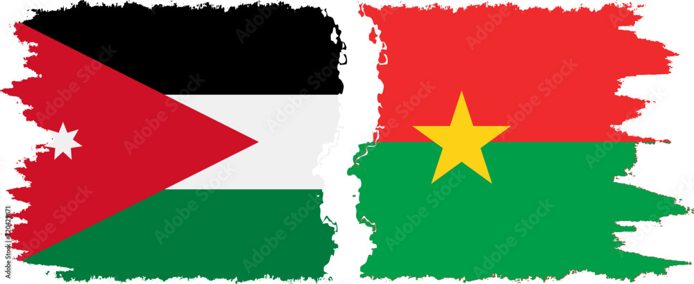 Burkina Faso and Jordan grunge flags connection vector Burkina Faso and Jordan grunge flags connection vector