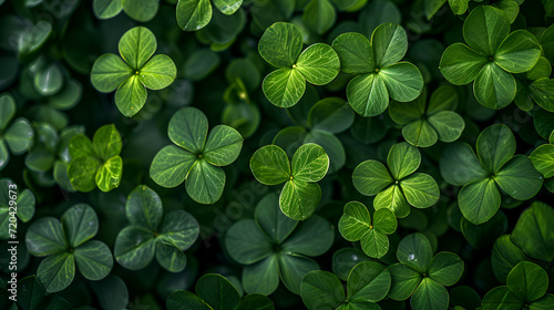 St. Patrick's Day Celebration: Green St. Patrick's Day Background for Festive Greetings, Four-leaf green clover for good luck on St. Patrick's Day, st. Patrick's Day abstract, Generative Ai
