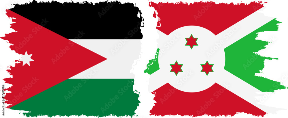 Burundi and Jordan grunge flags connection vector Burundi and Jordan grunge flags connection vector
