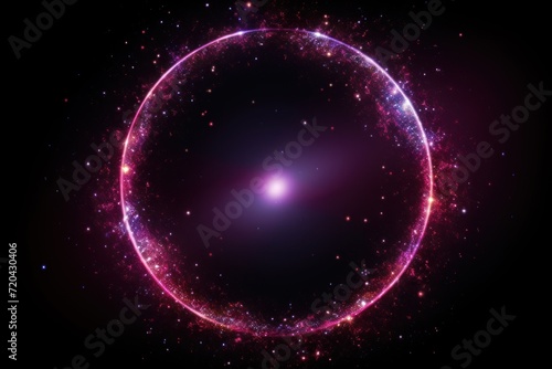 Ruby glitter circle of light shine sparkles and amethyst spark particles in circle frame