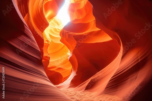 Narrow Slot in Side of Canyon, A Captivating Natural Feature, The interior of the narrow walls of the winding Antelope Canyon in Navajo Tribal Park, near Page, Arizona, AI Generated