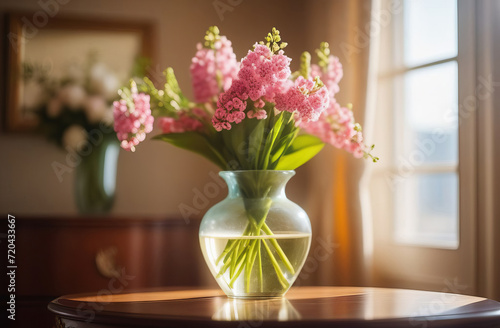 Wallpaper Mural Flowers in a vase, room interior. Spring flowers in glass vase. Torontodigital.ca