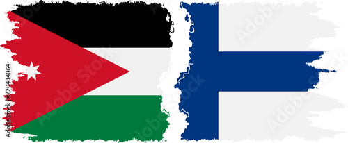 Finland and Jordan grunge flags connection vector
