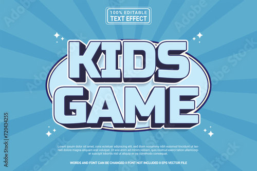 Editable text effect Kids game 3d cartoon template style modern premium vector photo