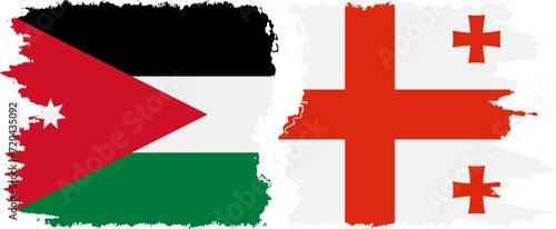 Georgia and Jordan grunge flags connection vector