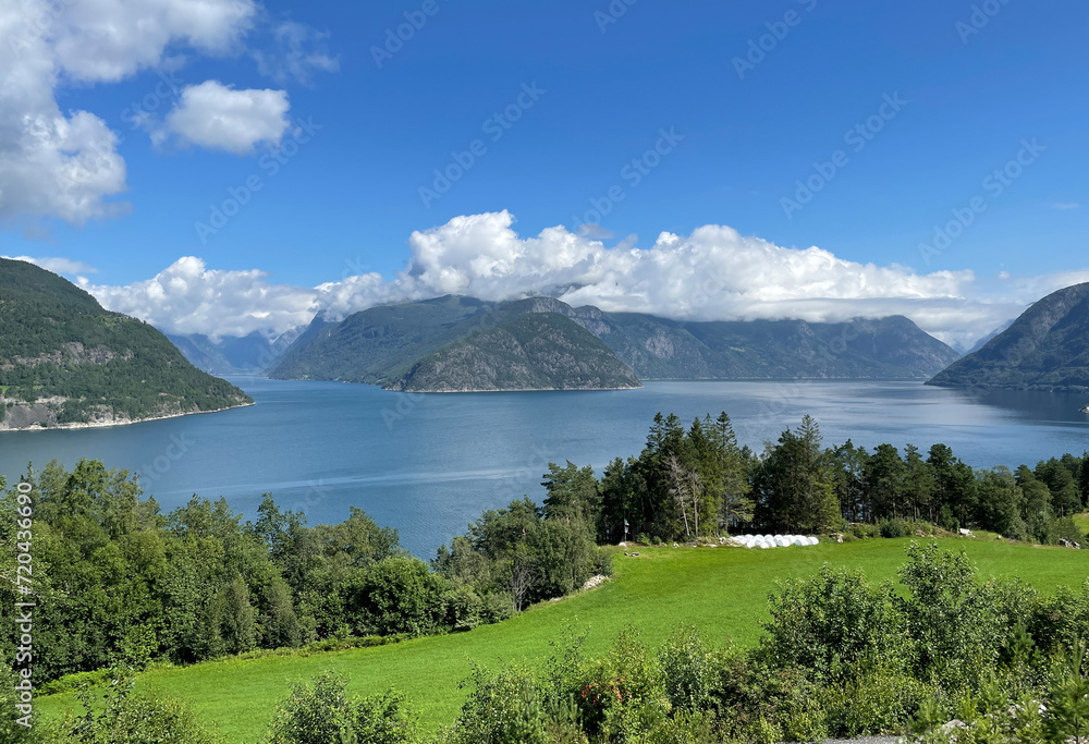 Panoramic view of Hardangerfjord in Norway Panoramic view of Hardangerfjord in Norway
