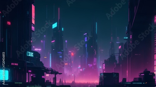 Futuristic city with neon lights Futuristic cityscape