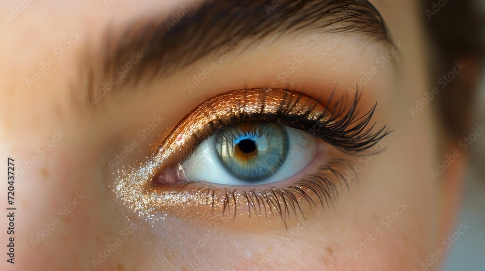 Obraz premium Close-Up of Radiant Copper Eyeshadow and Lush Lashes for Glamour Events