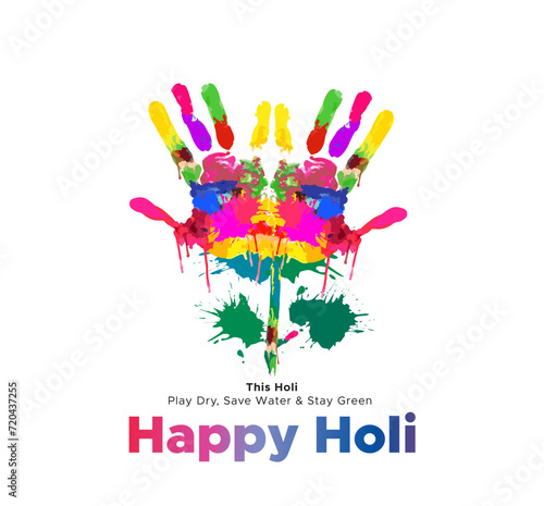 Happy Holi. Indian Holi creative poster design. Holi festival and water wastage awareness concept.
