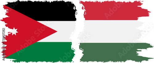 Hungary and Jordan grunge flags connection vector photo