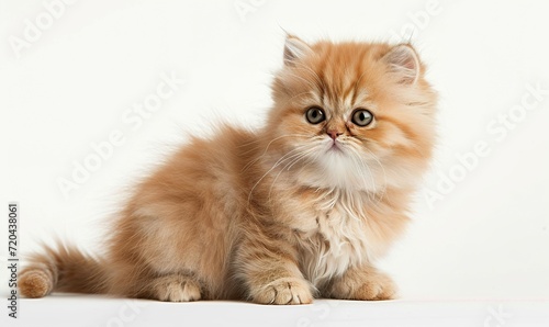 a cute chaton persan devant fond blanc on the light background photo