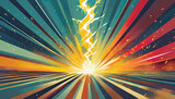 Blast zap lightning bolt explosion excitement abstract background, Posters, Banner Samples, Retro Colors from the 1970s 1900s, 70s, 80s, 90s. retro vintage 70s style stripes background poster lines.