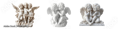 Cherubs marble statue isolated on transparent background