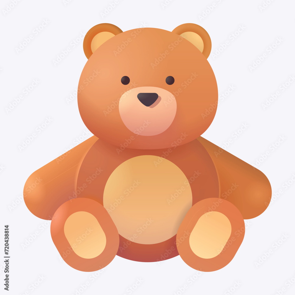 Obraz premium Teddy Bear vector icon. Isolated classic teddy bear, as snuggled by a child when going to sleep.Brown, stuffed toy bear cute, cuddly sign design.