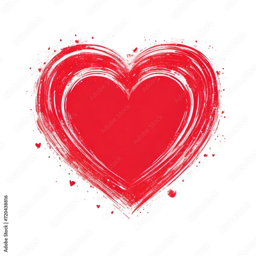 hand drawn red heart on white background
