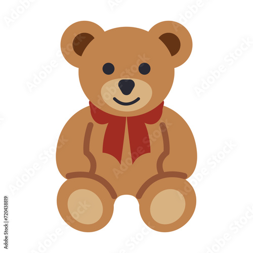 Teddy Bear vector icon. Isolated classic teddy bear, as snuggled by a child when going to sleep.Brown, stuffed toy bear cute, cuddly sign design.