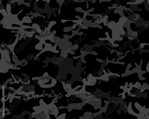 Camouflage Abstract Modern. Vector Gray Pattern. Digital Dark Camouflage. Gray Fabric Pattern. Tree Military Paint. Seamless Brush. Woodland Vector Background. Urban Camo Paint. Army Black Grunge.