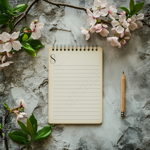 notebook and flowers