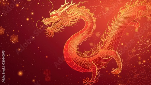 Happy Chinese New Year 2024, the zodiac sign of the dragon festival traditional banner with original colors in high definition and quality. concept chinese new year 2024