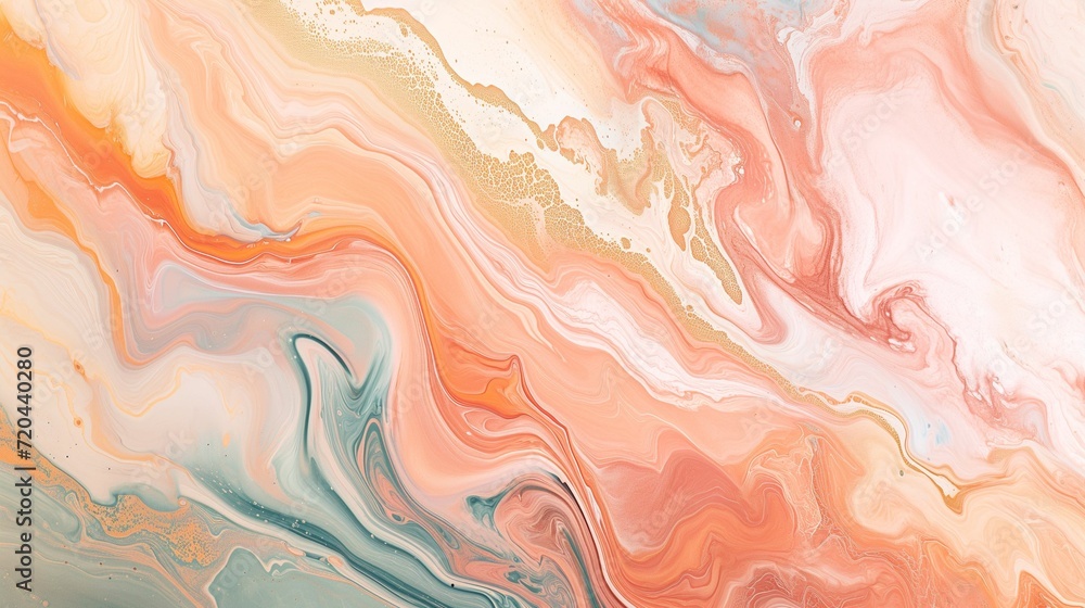 Abstract Peach Fuzz Swirling Textures: Complementary Pastels, Marble Effect, Soft Lighting, Background