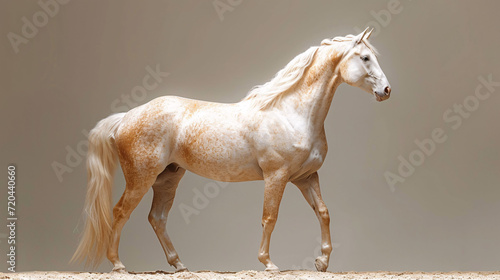 Exterior of palomino horse with two white legs and white line of the face isolated 
 photo
