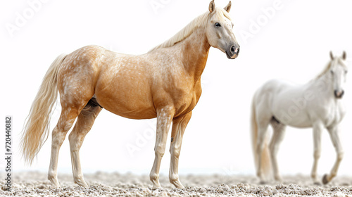Exterior of palomino horse with two white legs and white line of the face isolated  