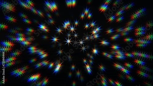 Animation of starry shaped bokeh with cromatic distortion photo
