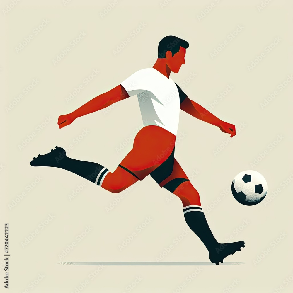 flat illustration of football player. simple and minimalist design