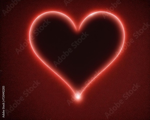 red neon heart on grainy red background