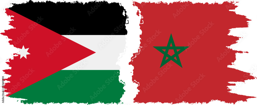 Morocco and Jordan grunge flags connection vector Morocco and Jordan grunge flags connection vector