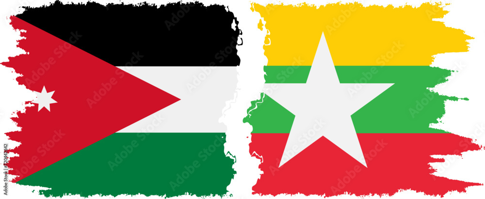 Myanmar and Jordan grunge flags connection vector Myanmar and Jordan grunge flags connection vector