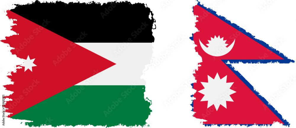 Nepal and Jordan grunge flags connection vector Nepal and Jordan grunge flags connection vector