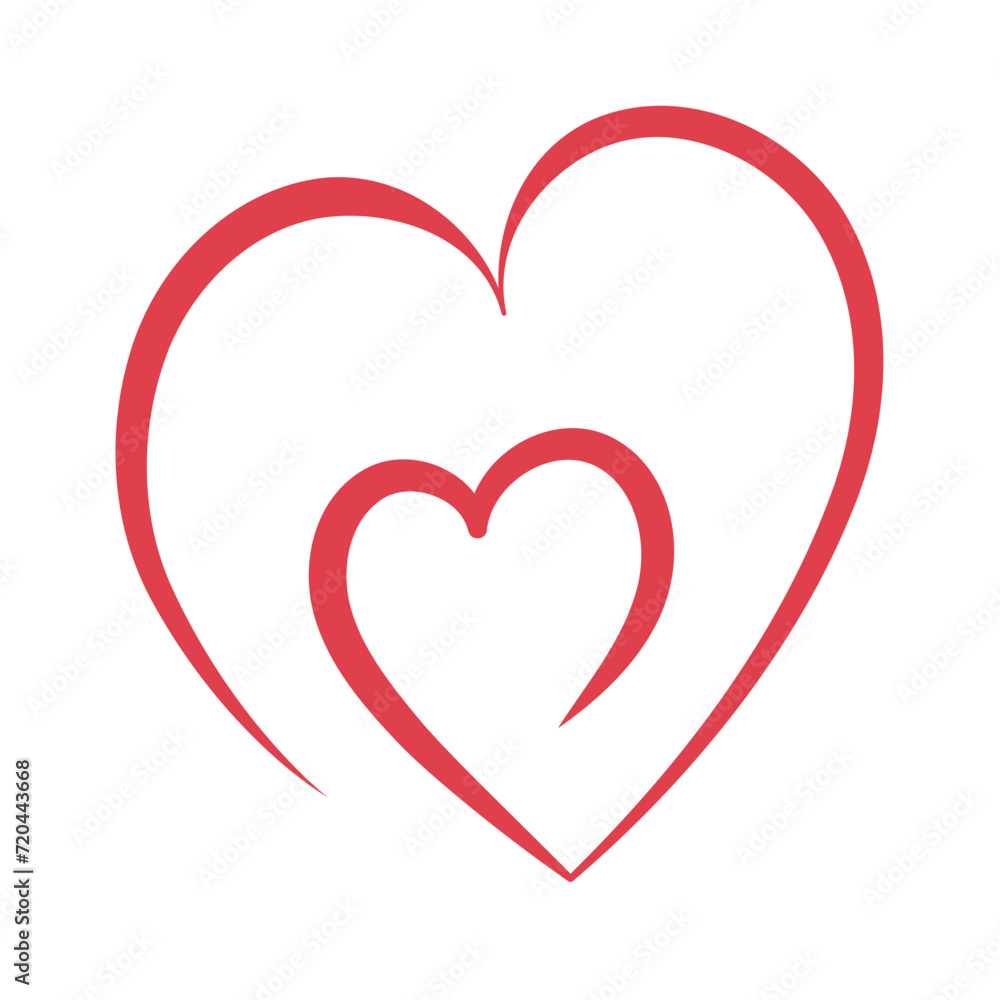Hearts overlapping red outline