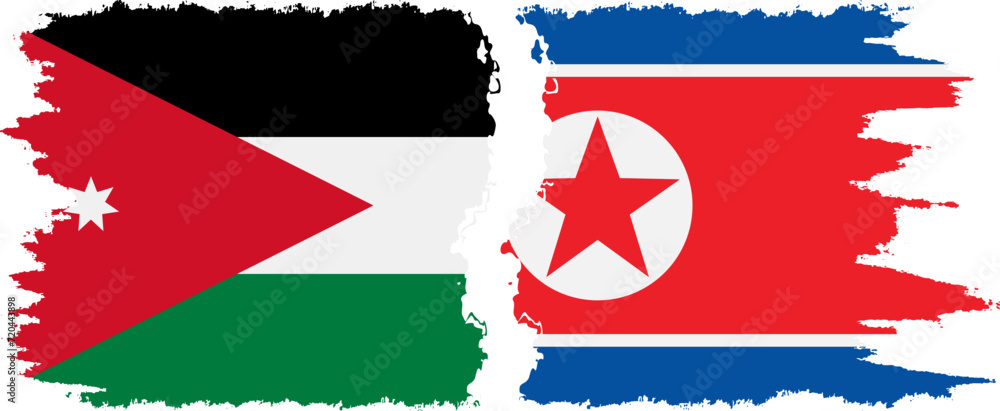 North Korea and Jordan grunge flags connection vector North Korea and Jordan grunge flags connection vector