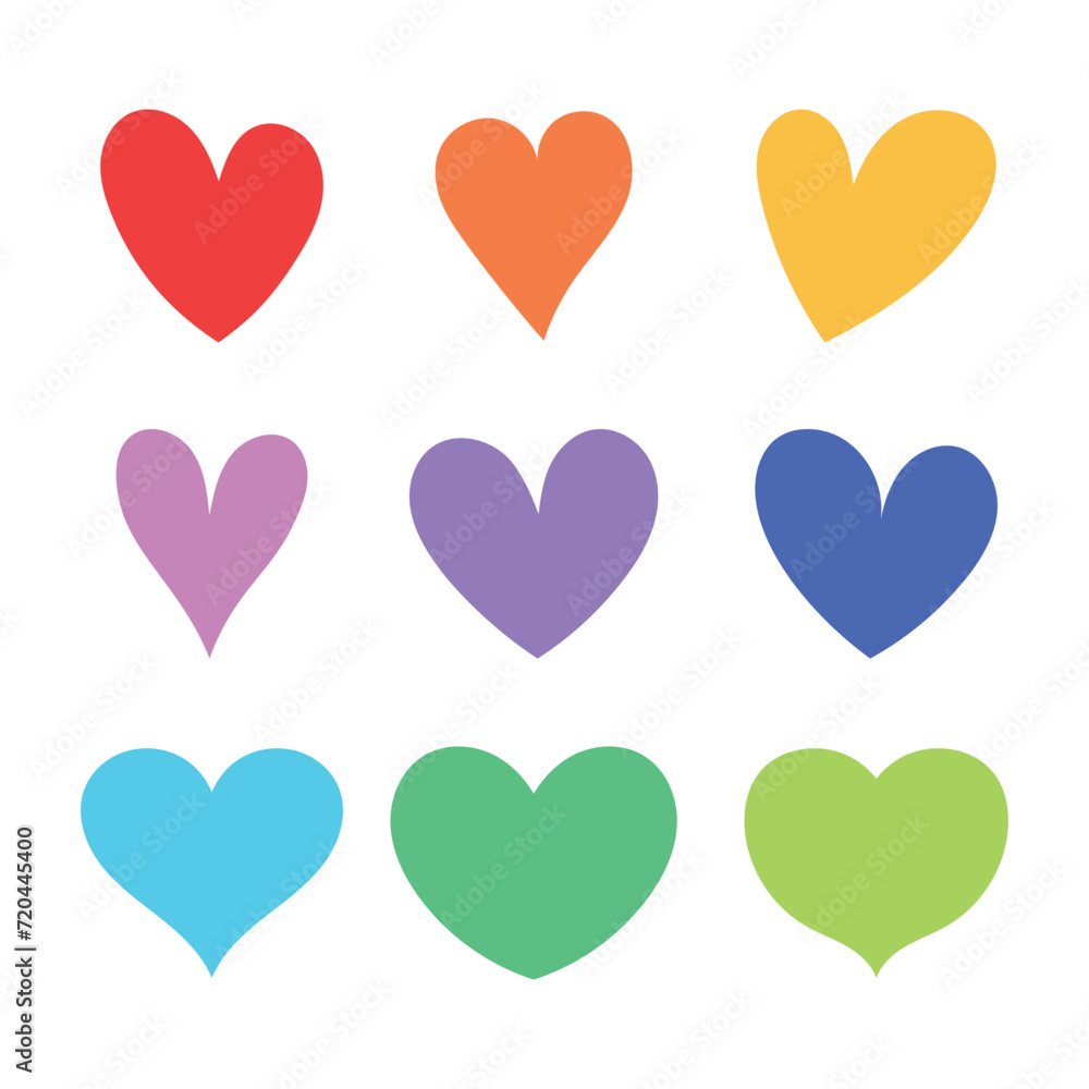 Hearts set multi colours