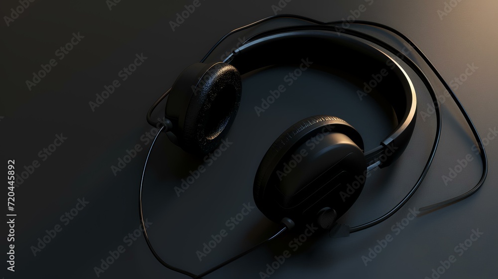 headphones on black background headphones on black background