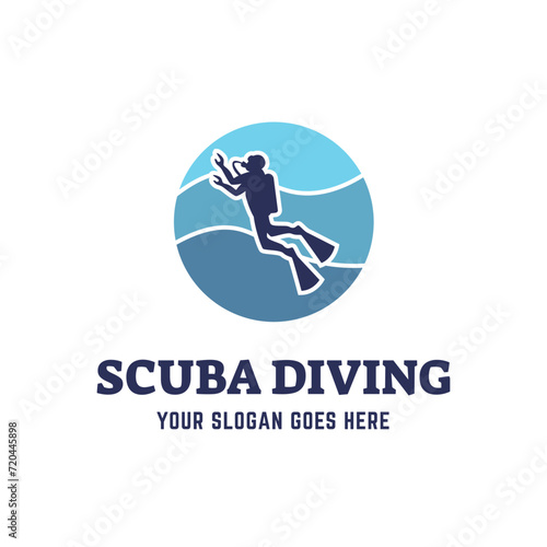 Scuba diving logo design, perfect for diving school and under water adventure logo design