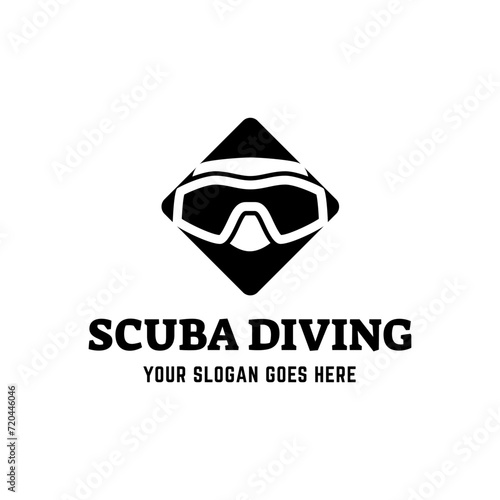 Scuba Diving Vector Logo Design Illustration of Under Water Swimming Equipment