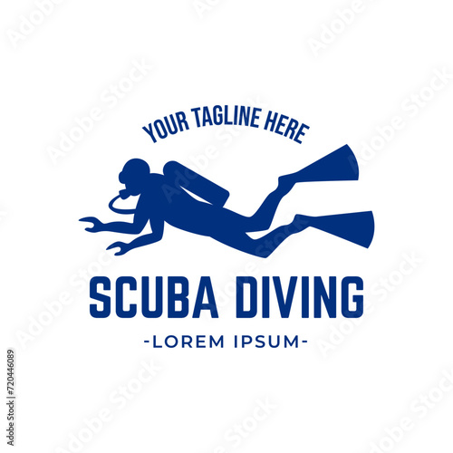 Scuba diving logo design, perfect for diving school and under water adventure logo design