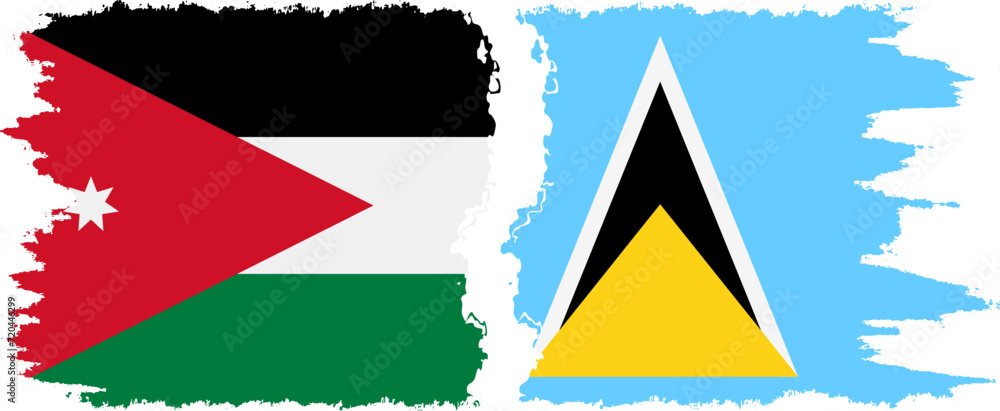Saint Lucia and Jordan grunge flags connection vector Saint Lucia and Jordan grunge flags connection vector