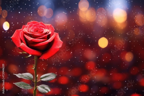 A red rose in full bloom beautiful on bokeh background