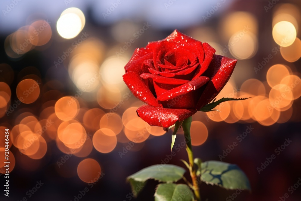 A red rose in full bloom beautiful on bokeh background A red rose in full bloom beautiful on bokeh background