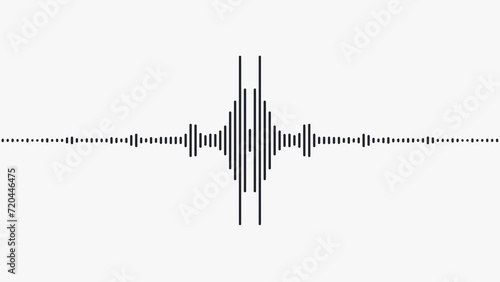 Sound Wave Animation Isolated On White Background. Black Color Digital Sound Wave Equalizer. Audio Technology Wave Concept. Seamless Loop. photo