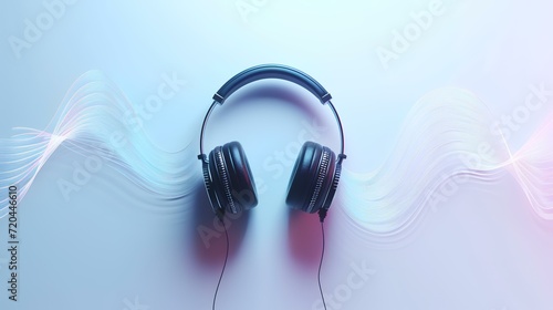 headphones on a red background