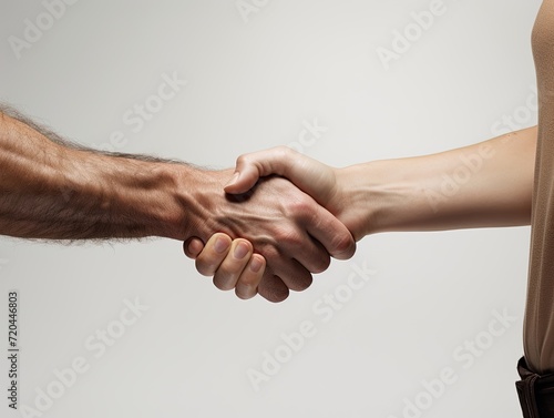 Close-Up of Two People Shaking Hands in Office Meeting