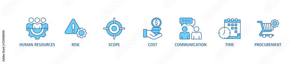 Project management banner web icon set vector illustration concept with ...