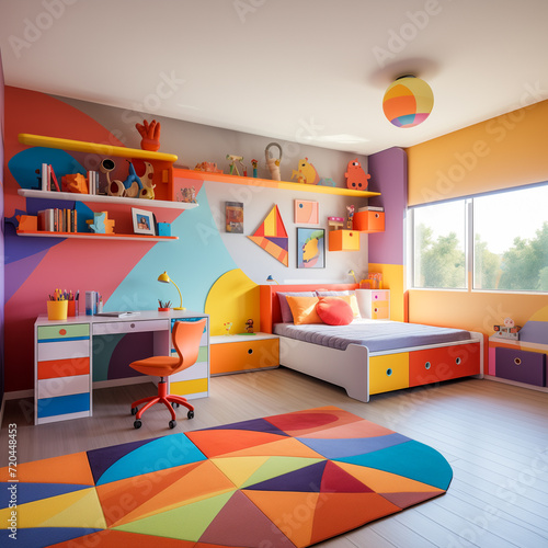 Children's room interior design, bright colors