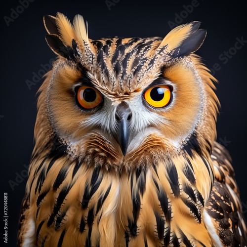 Majestic owl portrait isolated on black background for wildlife and nature concepts © Ilja