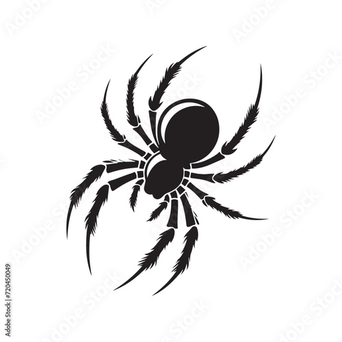 Midnight Spin: Spider Silhouette Series Illustrating the Mesmerizing Dance of Eight-Legged Creatures in Moonlit Shadows - Spider Illustration - Spider Vector - Insect Silhouette 