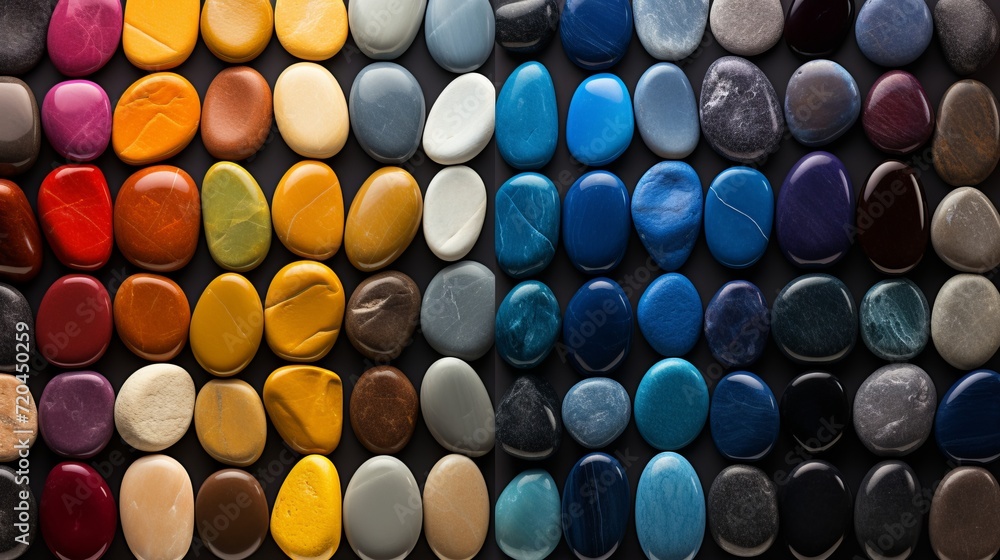 Vibrant spectrum of colorful rocks and pebbles creating abstract ...